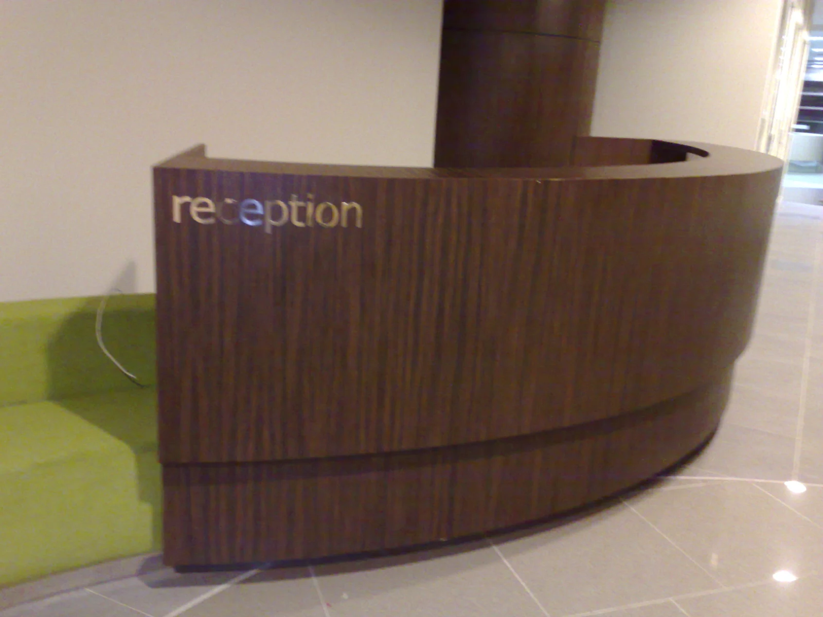 Installed reception lettering